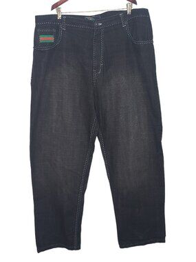 Evolution In Design Jeans Mens 42 x 34 Black Denim Baggy HipHop Urban Streetwear